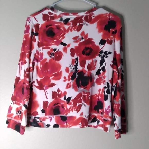 RAFAELLA Red White Black Button Cardigan Sweater Medium - Picture 5 of 6